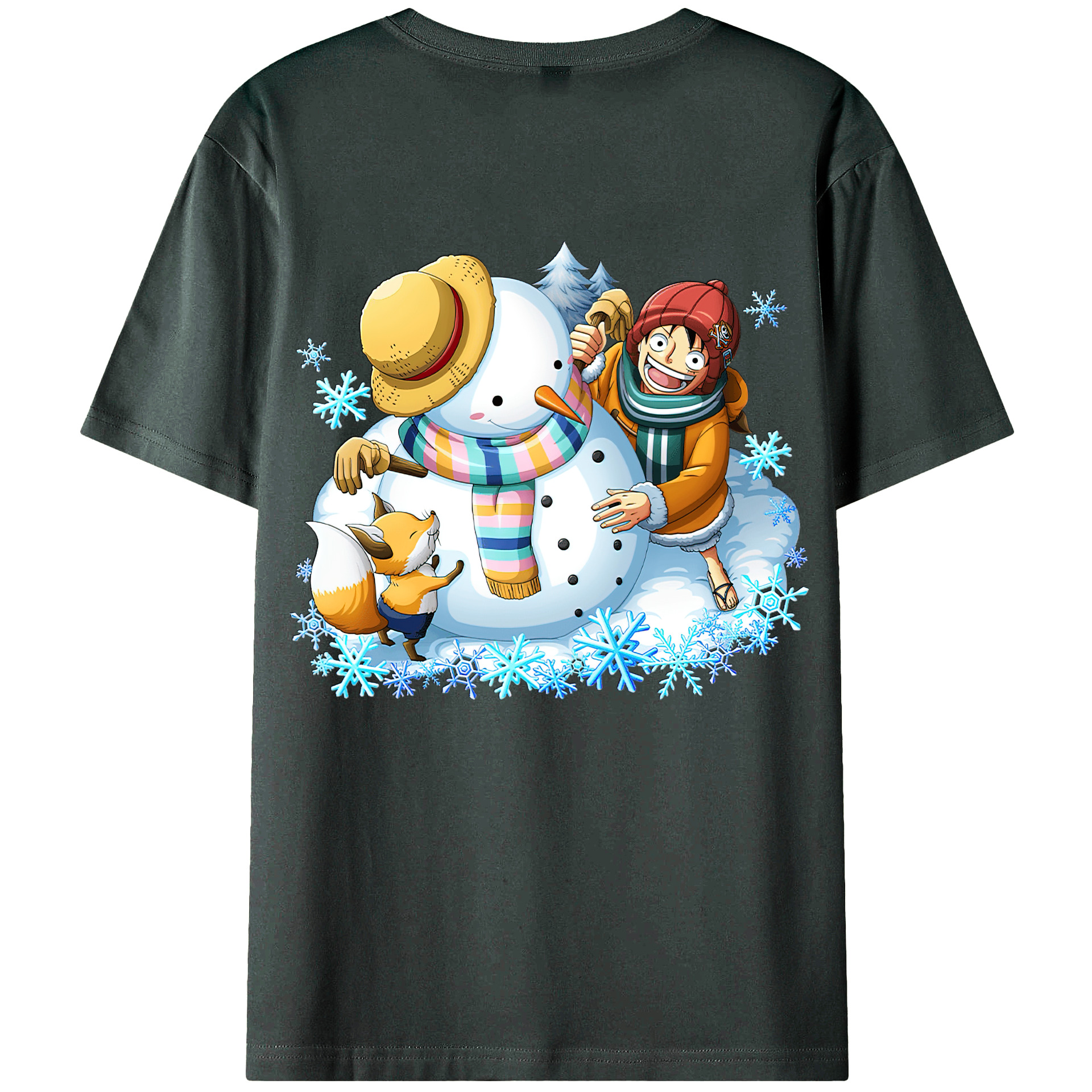 ワンピース モンキー・D・ルフィ ONE PIECE Monkey D. Luffy 綿100％ メンズ半袖Tシャツ（バックプリント） 通気性